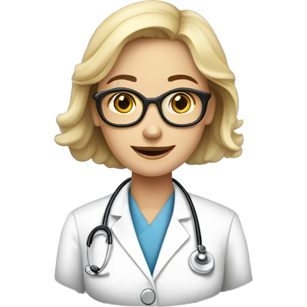 Dessine moi une image humoristique d'un docteur femme tres professionel  emoji