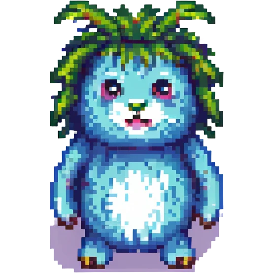 whimsical hairy creature, suggestive but not explicit, playful and fun, pixel art style emoji