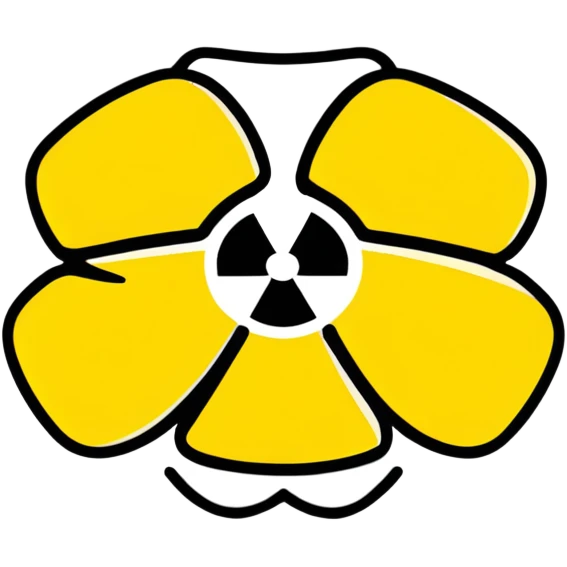 Bright yellow and black radiation hazard trefoil symbol warning sign emoji