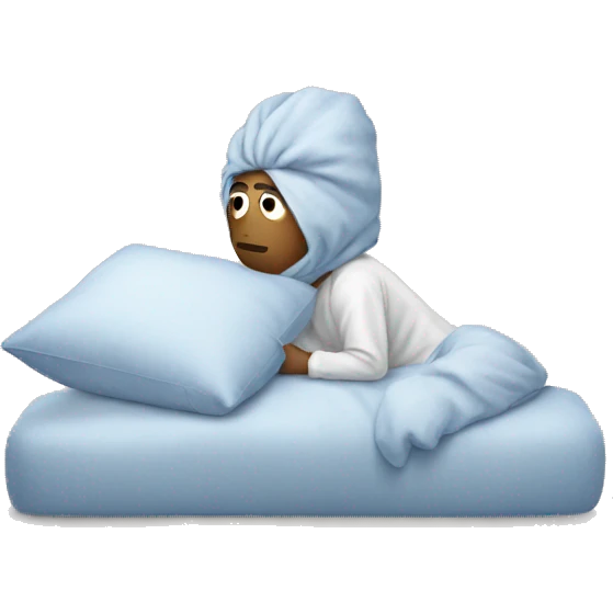 man with pillow head in pajamas emoji