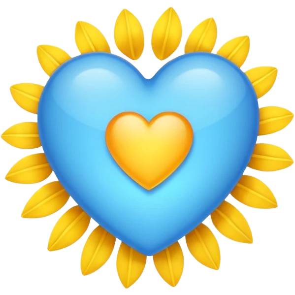 blue hearts with sun emoji