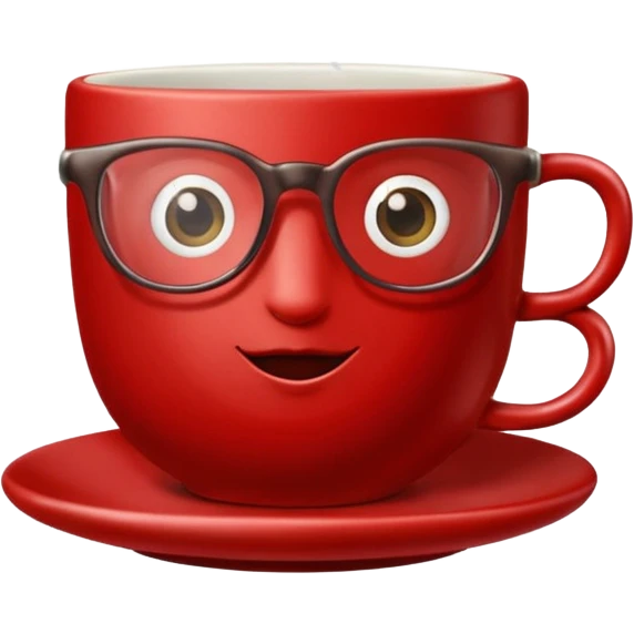 talking teacup red with glassess emoji