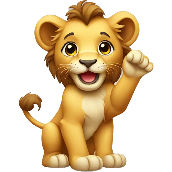 cute lion cub waving emoji