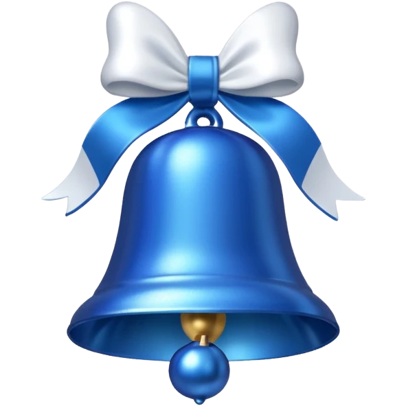 shine blue christmas bell with white ribbon emoji