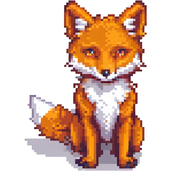 pixel art fox in Minecraft style, cubic head and body, bright orange color, plain background emoji