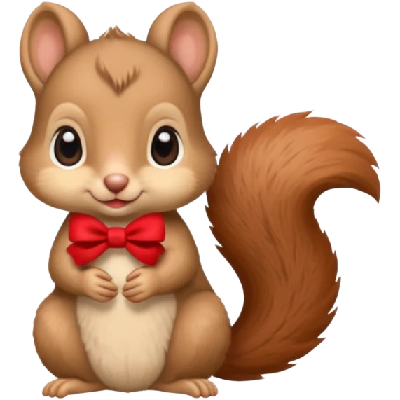 baby squirrel with a tiny red bow emoji