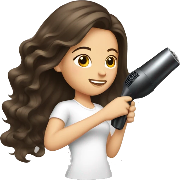 Brunette girl blow drying hair emoji