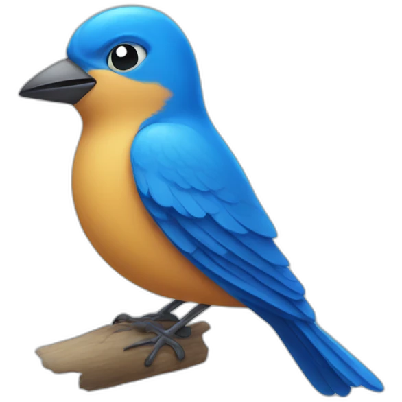 Blue bird with a human face inside emoji