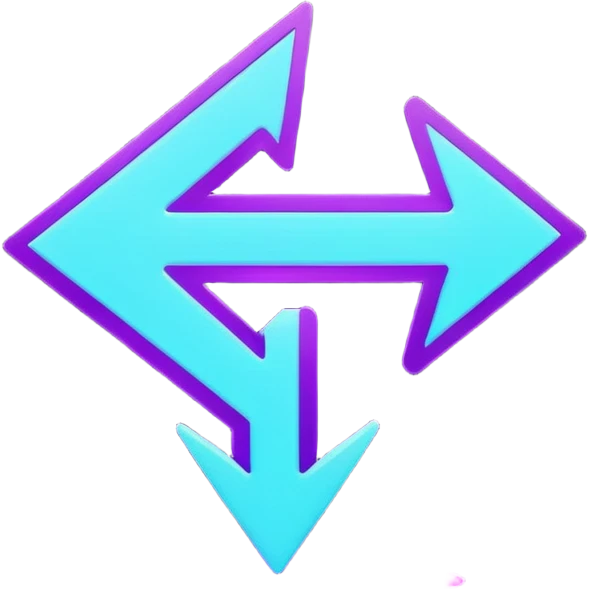 futuristic minimalistic glowing reload arrow symbol, purple and cyan energy glow, dark background, clean modern design, 1:1 aspect ratio, no face emoji