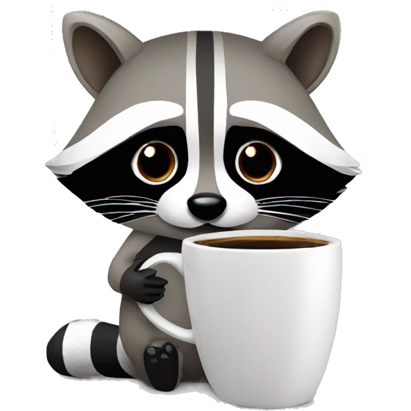 Raccoon having coffee emoji