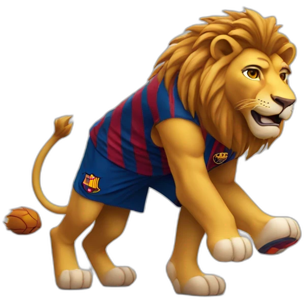 lion dressed in barça soccer gear emoji