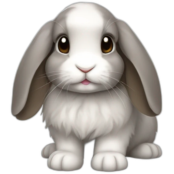 mini lop rabbit with grey fur and hint brown emoji