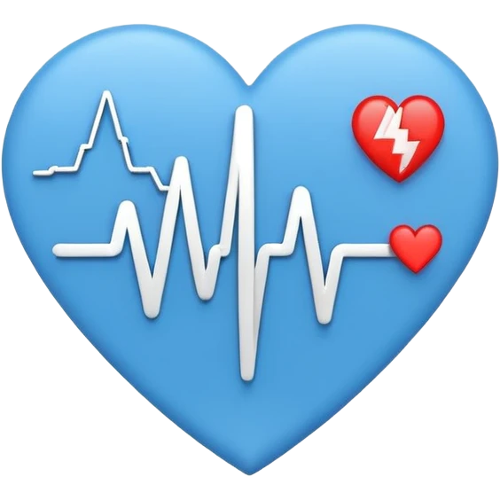Minimal medical AI logo emoji, heart or shield shape, broken ECG line stylized as letters AI, flat vector style, clean modern healthcare design, blue and white, trustworthy, simple emoji