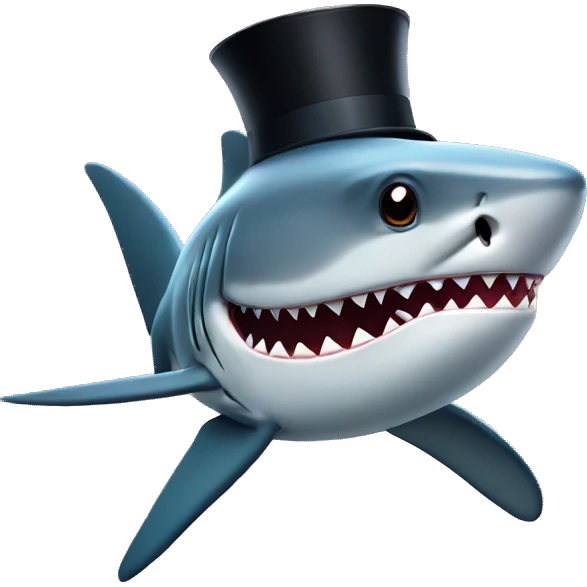 Shark with a top hat emoji