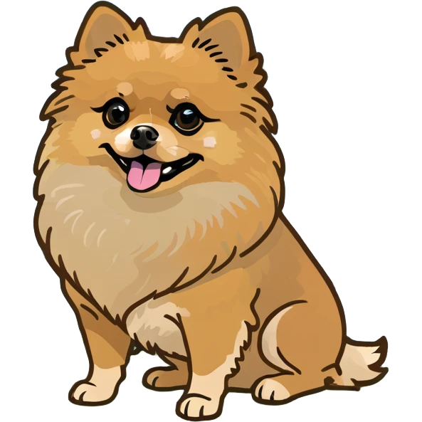  Tan Pomeranian under a rainbow emoji