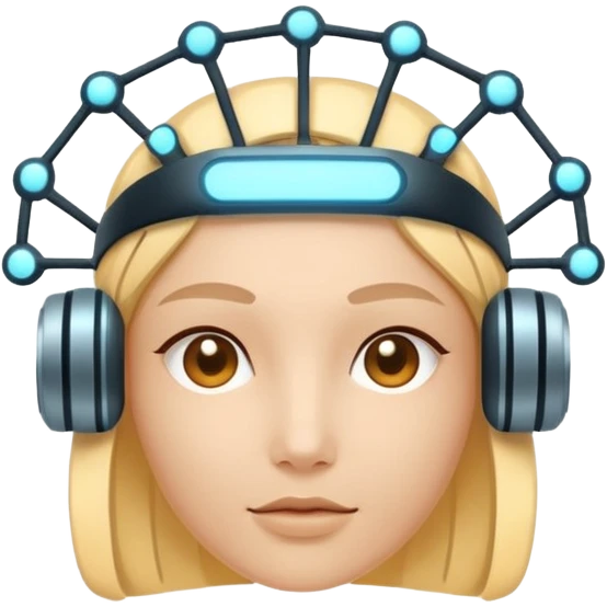 Minimal emoji of a futuristic neural headband with glowing nodes, clean lines, soft sci-fi glow, flat icon style emoji
