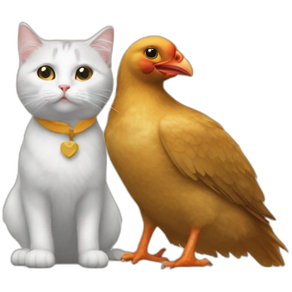 poussin with a cat emoji