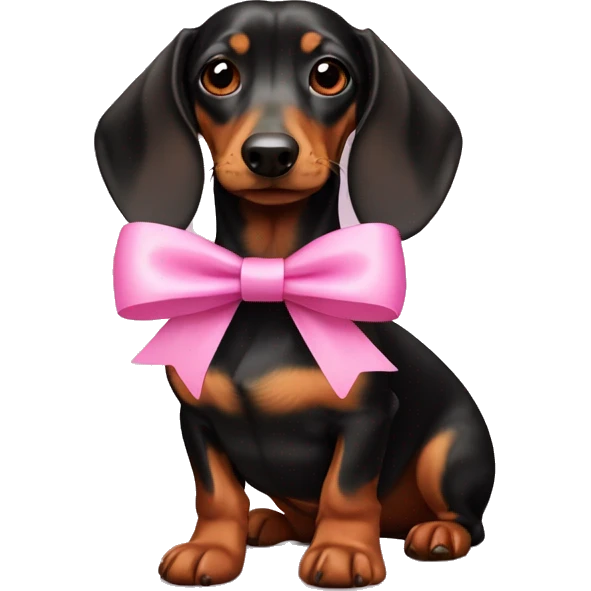 daschund dog with pink bow emoji