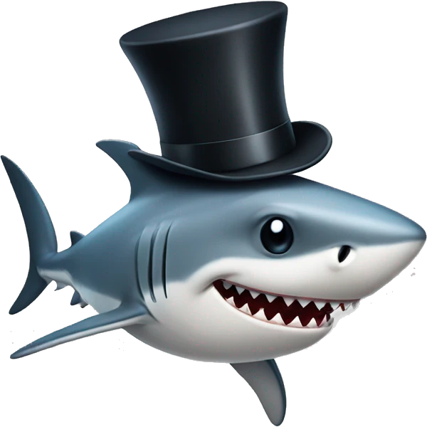 Shark with a top hat emoji