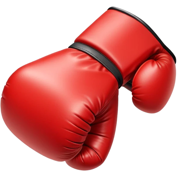 A small, bold boxing glove with a shiny red leather texture, clenched and angled forward, dynamic motion lines around it, symbolizing a powerful punch, clean white background emoji