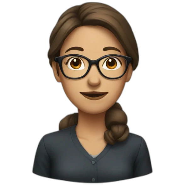 A woman with big nose and brown hair with glasses emoji