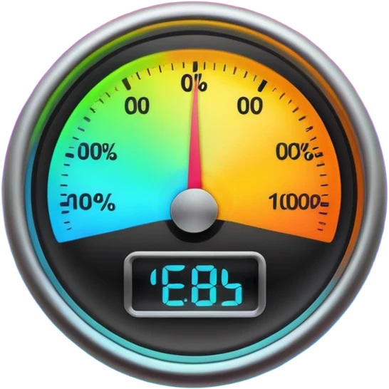 a percentage meter measuring capacity, neon colors emoji