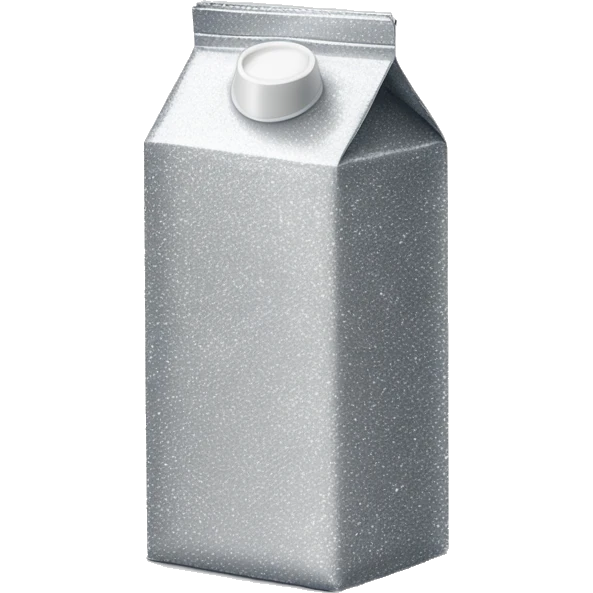 Realistic silver metallic glitter carton of milk. emoji