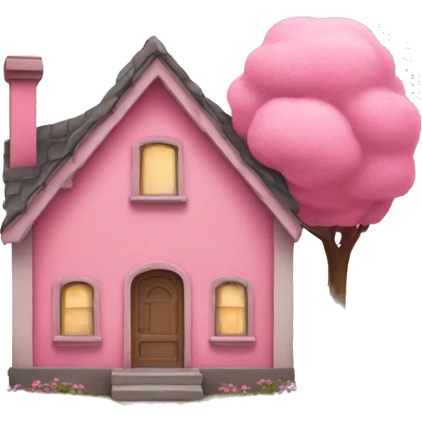 Cute little pink  house  emoji