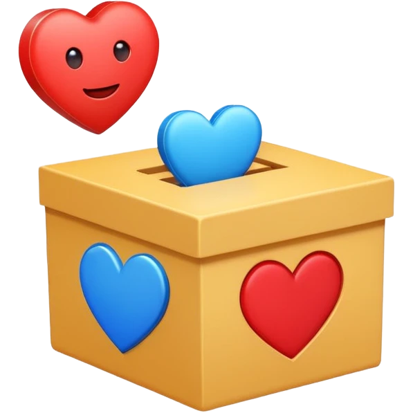 vote box no smile face and blue heart emoji