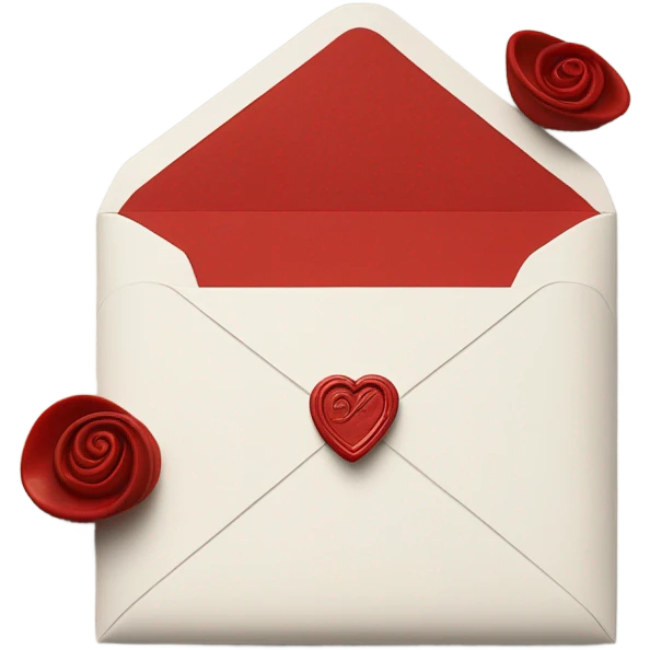 Hand written red love letter with envelope  emoji