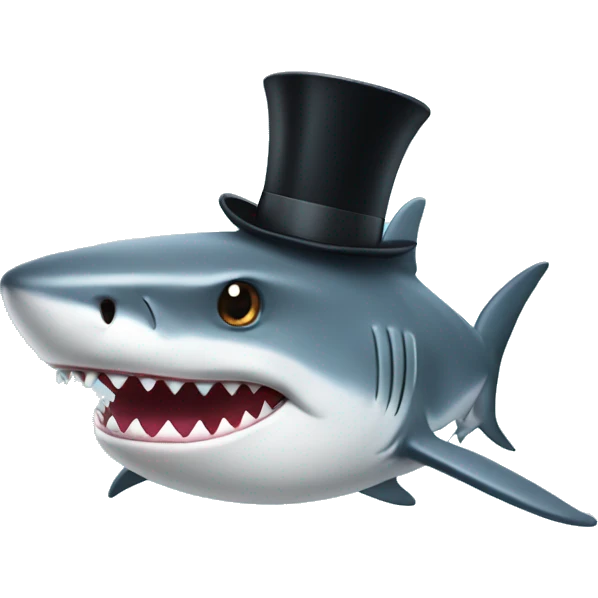 Shark with a top hat emoji