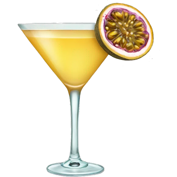 passionfruit flavored drink, martini glass emoji