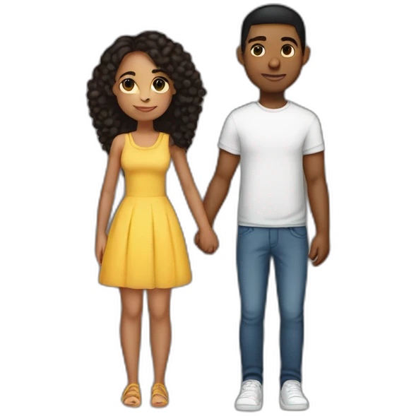 Mixed pretty girl holding hands with her Mixed boyfriend  emoji