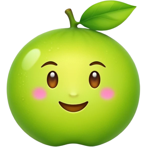 A single neon yuzu, iPhone emoji style, glossy and smooth, vibrant neon green color, high detail, simple and cute design, isolated on white background, centered composition


 emoji