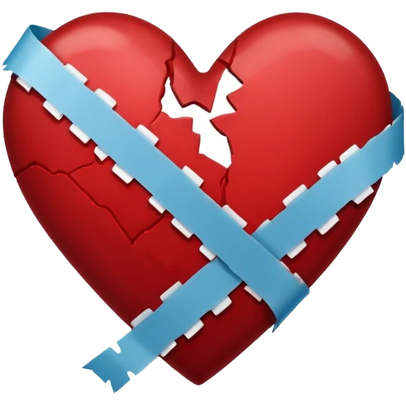 a dark red broken heart taped emoji