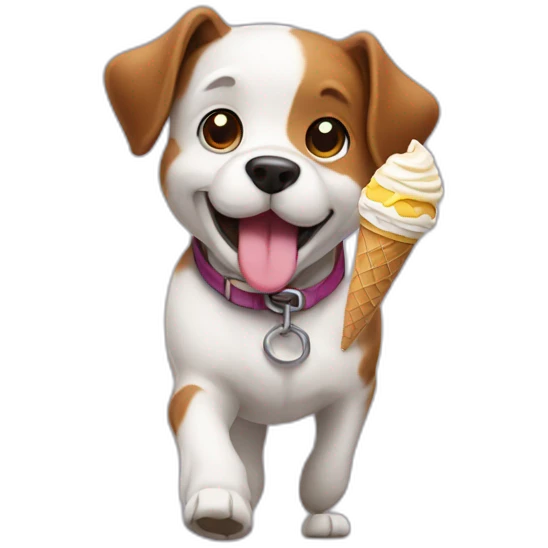 Dog walking with ice cream emoji