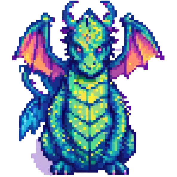 pixel art dragon icon, simple and bold, clear silhouette, vibrant colors, minimal details emoji