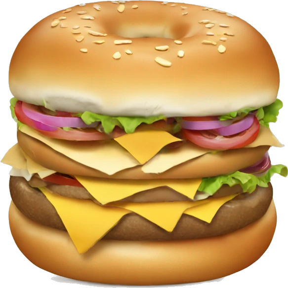 Bagel with burger between it  emoji