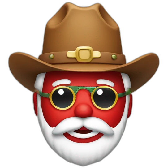 Santa with glass and a cowboy hat emoji