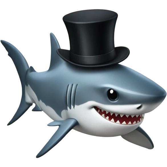 Shark with a top hat emoji