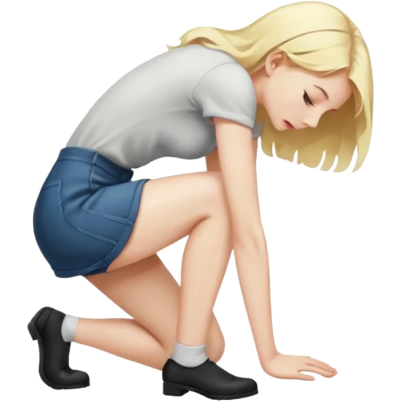 Naked blonde girl bending over  emoji