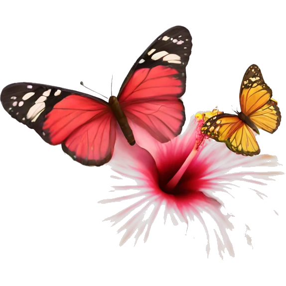 hibiscus with butterfly  emoji