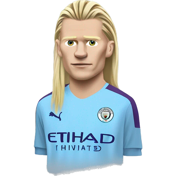 Erling Haaland with long hairs Manchester City emoji