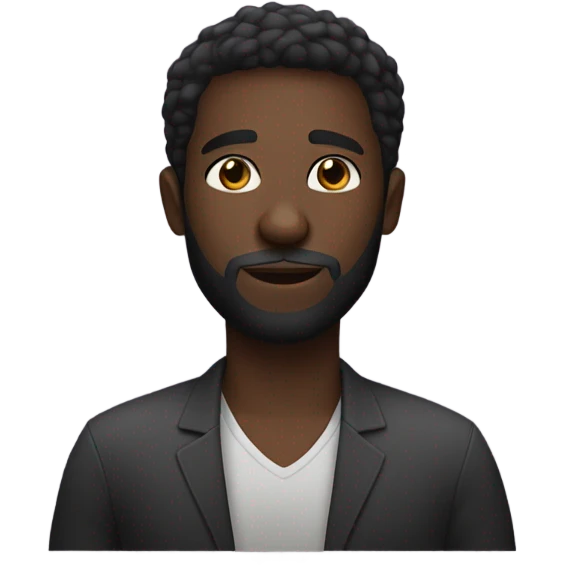 Handsome deep dark skin man with beard and fade emoji