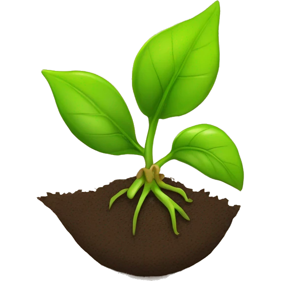 A tiny, seed with a single, bright green sprout emerging from its cracked shell. The background could be a simple brown soil texture. emoji