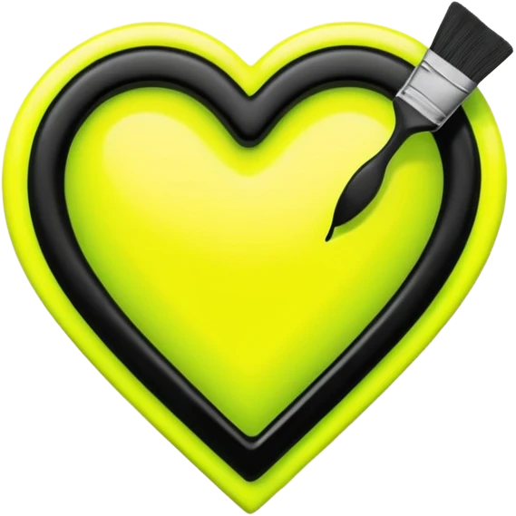 A neon yellow heart with black brushes inside the heart and The text UVP inside the heart emoji
