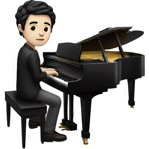 pale skin and black hair man playing grand piano emoji