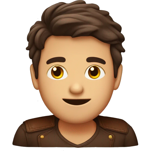 Chico con pelo crespo mulato de ojos café oscuros piel de tez marron emoji
