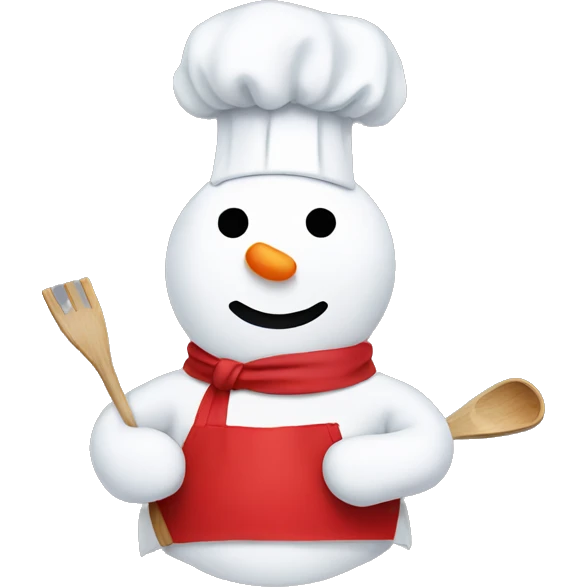 snowman with chefs hat and apron emoji