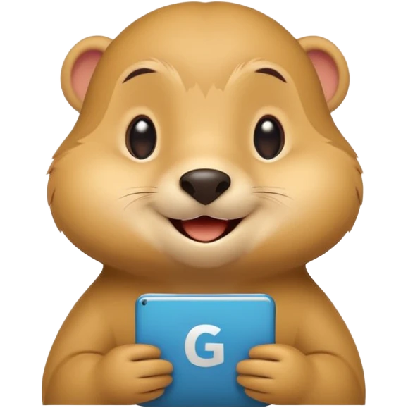 Olga Shalakhina  logo with a happy Go gopher, minimal, clear emotion, cartoon style, busy writing code emoji